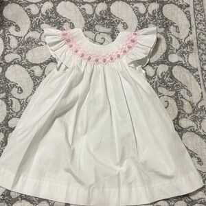 White Dress with Pink Floral Embroidery